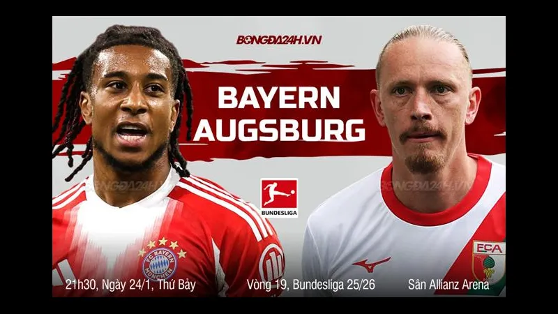 Cầu thủ Bayern Munich tung cú sút mạnh vào khung thành của Augsburg